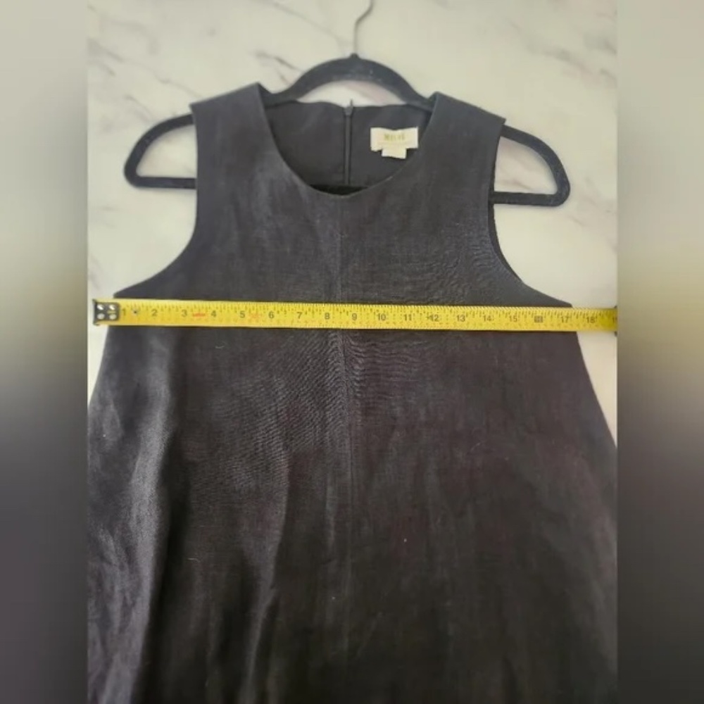 Maeve by Anthropologie Melbourne Swing Dress Black Sleeveless linen mini - Picture 8 of 11